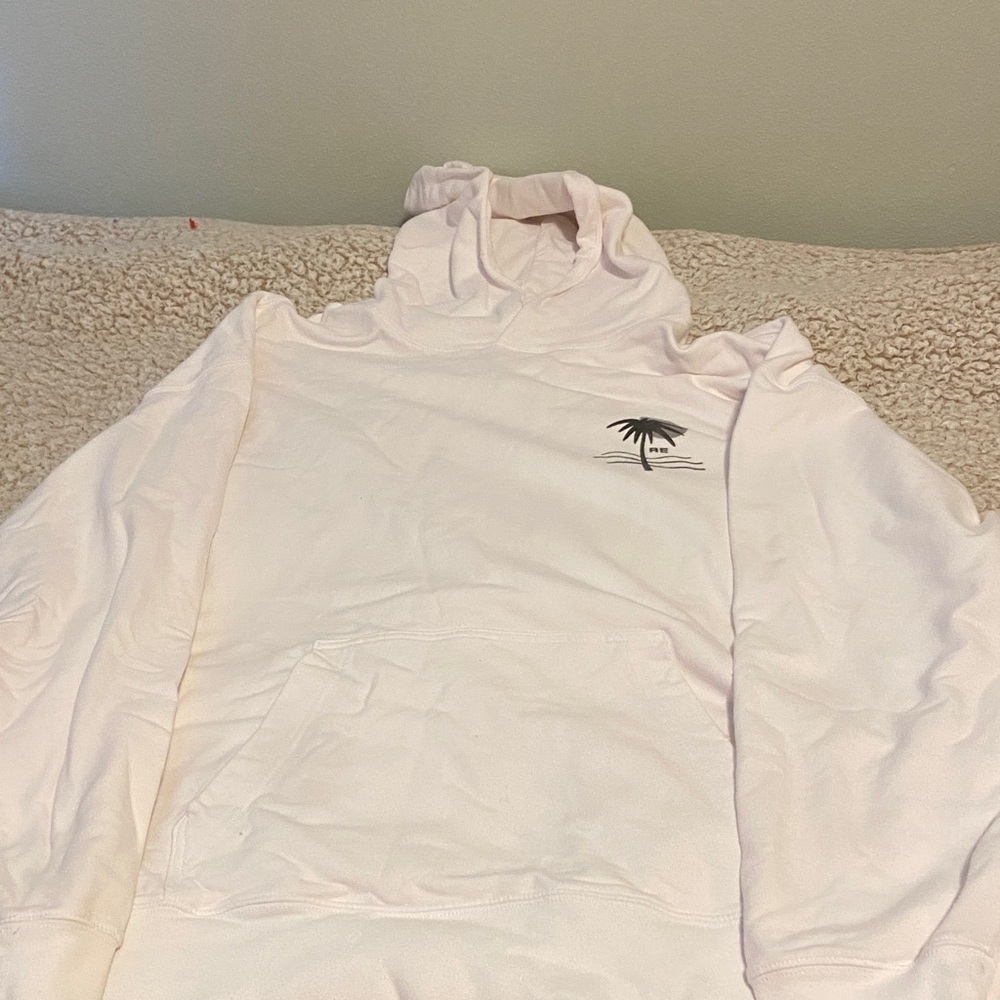 American Eagle Outfitters White Hoodie with Palm Tree Graphic